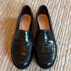 Porte & Paire Crocodile Embossed Leather Loafers 36.5 Net-a-Porter brand